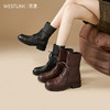 西遇厚底马丁靴女秋冬爆款美拉德中筒机车靴系带圆头粗跟短靴D3947729 商品缩略图0