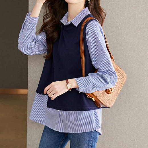 馥迦·设计感假两件衬衫背心 | 初春衬衫背心叠搭，一件假两件足够，轻松穿出时髦感~ 商品图2