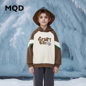 【MQD】童装男大童冬季新款字母学院风插肩袖连帽卫衣