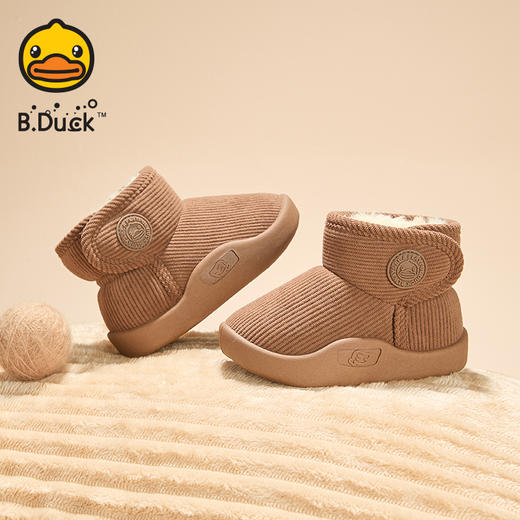 B.Duck小黄鸭童鞋冬季男女童魔术贴雪地靴保暖防滑靴子22-30 B5586875 商品图2