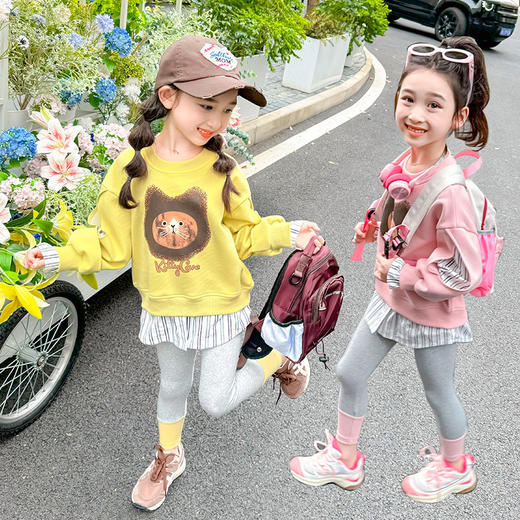 【穿衣有Yang！龙猫假两件卫衣套装】女童套装春秋新款 时尚小女孩龙猫假两件套装 中小儿童两件套-QQ 商品图1