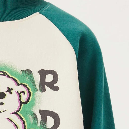 【MQD】童装男大童冬新款美式复古半高领加绒插肩袖撞色卫衣 商品图2