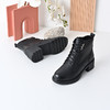 经典鲨女鞋2024年冬季新款百搭黑色侧拉链通勤加绒保暖短筒靴KW163-D58131 商品缩略图4
