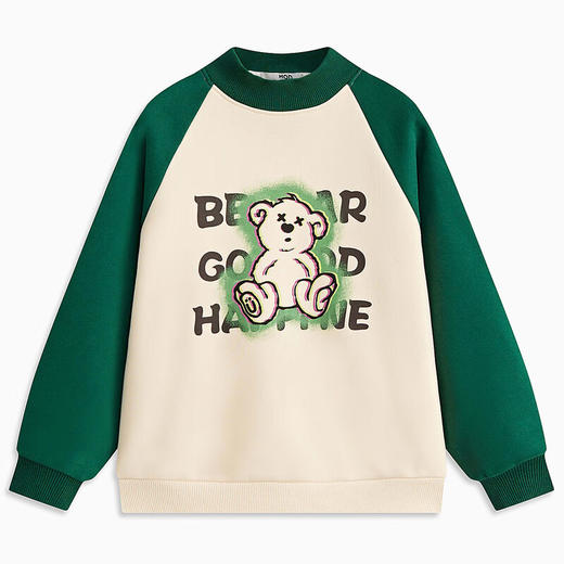 【MQD】童装男大童冬新款美式复古半高领加绒插肩袖撞色卫衣 商品图4