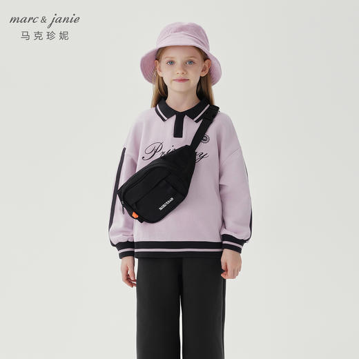 马克珍妮女童复古运动撞色polo领卫衣儿童上衣纯棉秋装新款241289 商品图1