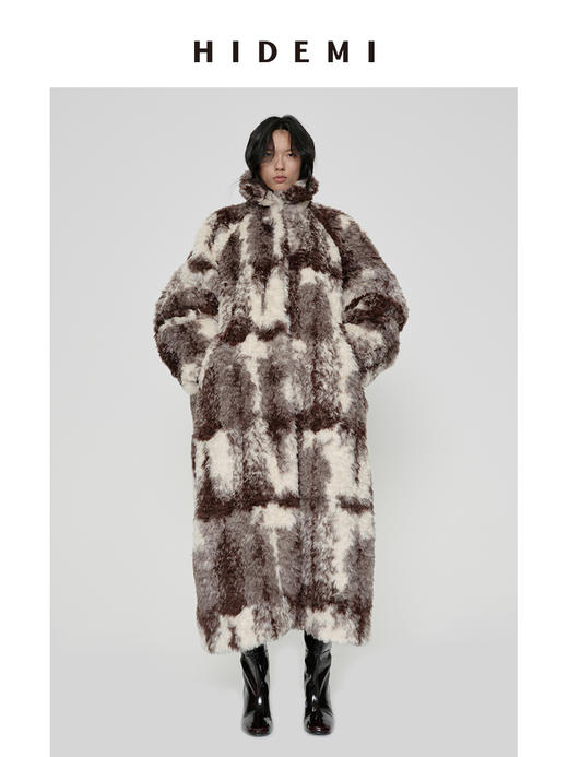 HIDEMI进口可再生纤维环保皮草特殊染色工艺大翻领加厚款毛毛长款浴袍感大衣皮衣 商品图8