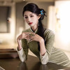 TX-8809秋季新款海岛绒绿色旗袍年轻款女复古日常改良长款连衣裙 商品缩略图1