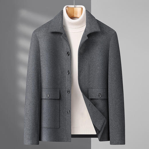 【羊毛】【新款DB】大依优型大码羊毛翻领夹克外套男商务休闲宽松加肥加大码上衣夹克 商品图0
