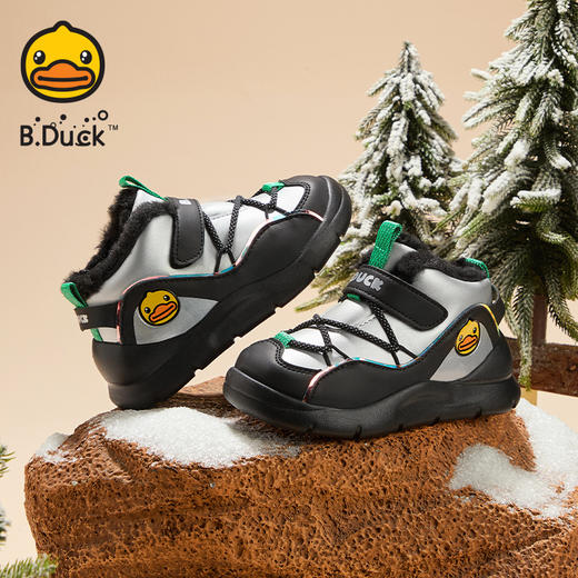 B.Duck小黄鸭童鞋冬季男女童高帮运动鞋保暖棉鞋26-30 B5586854 商品图2