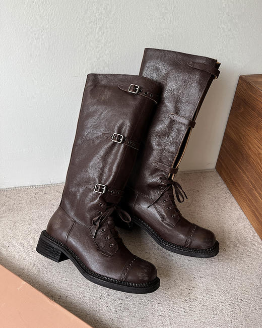 现货 THS 10.14-限时 缪家 秋冬秀场款 帅气机车风复古长靴 短靴 4色 BZ1210 商品图12