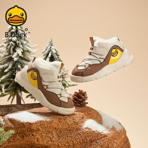 B.Duck小黄鸭童鞋冬季男女童高帮运动鞋保暖棉鞋26-30 B5586854 商品图4