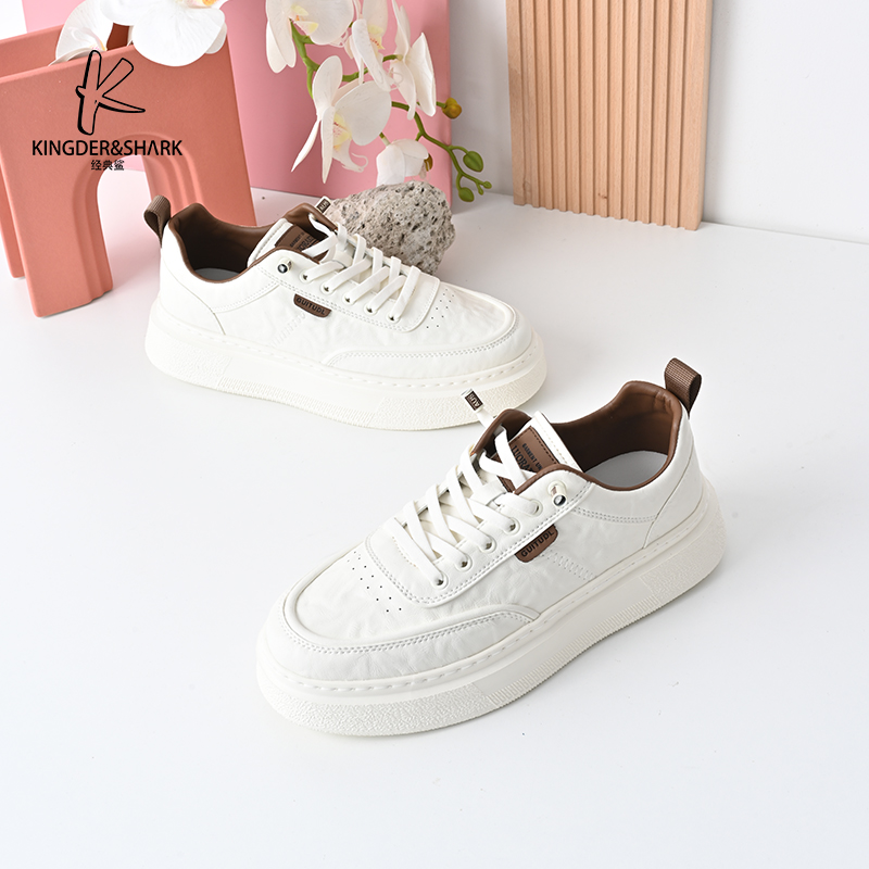 经典鲨2024年秋季新款韩版系带男士平底休闲鞋小白鞋KF17-D33011
