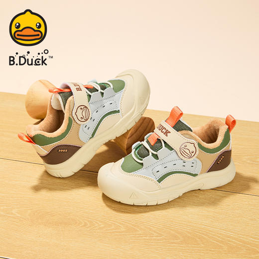 B.Duck小黄鸭童鞋冬季男女童防滑加绒保暖运动鞋24-30 B5586905 商品图2