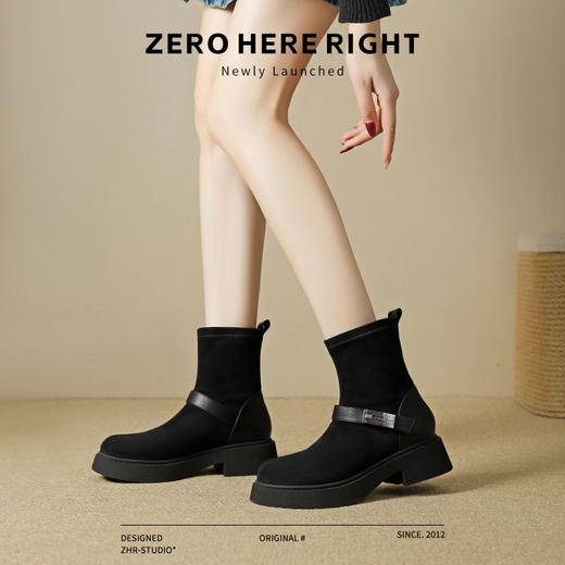 ZHR美拉德弹力靴2024新款加绒超轻短靴时尚百搭瘦瘦靴网红ins女靴 商品图6