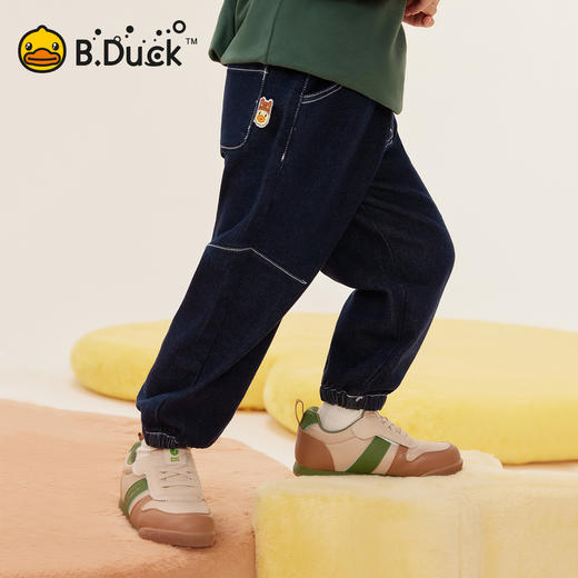 B.Duck小黄鸭童装束脚磨毛牛仔长裤冬季男童休闲长裤105-140 BF5571016 商品图2