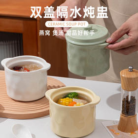 【手捏双盖炖盅】陶瓷炖盅家用炖燕窝鸡蛋羹带盖隔水单人煲汤炖罐蒸蛋碗瓦罐小汤盅
