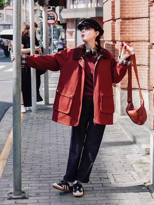 浮生八记/24C108/正反两穿复古撞色工装口袋风衣格纹外套 商品图0