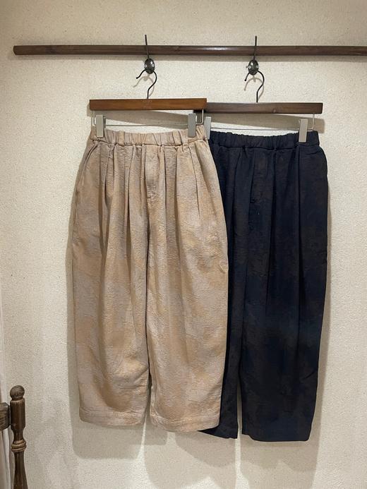 Mittan多色棉麻褶皱提花阔腿裤 商品图11