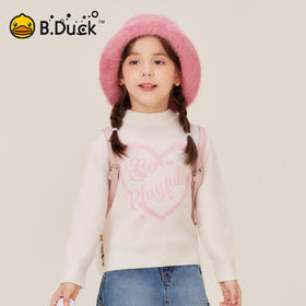 B.Duck小黄鸭童装时尚圆领毛衣冬季女童修身针织衫105-150 BF5512939
