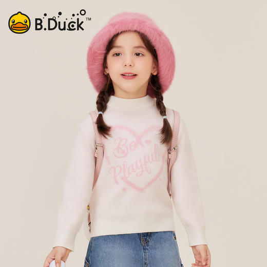 B.Duck小黄鸭童装时尚圆领毛衣冬季女童修身针织衫105-150 BF5512939 商品图0