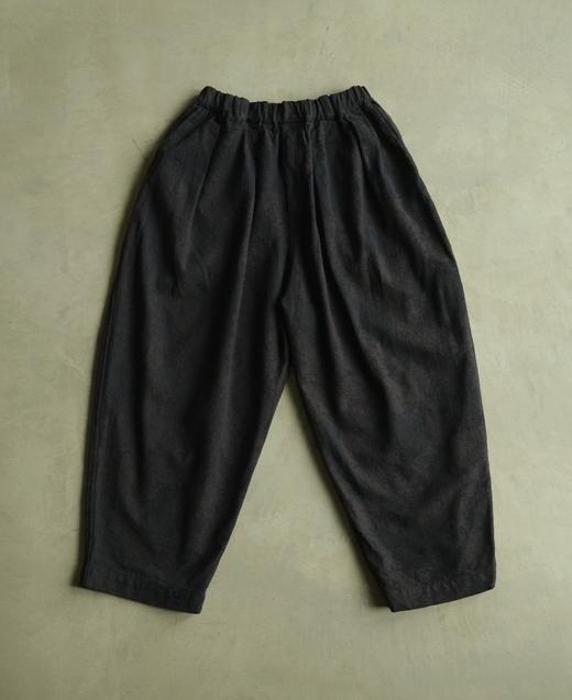 Mittan多色棉麻褶皱提花阔腿裤 商品图6