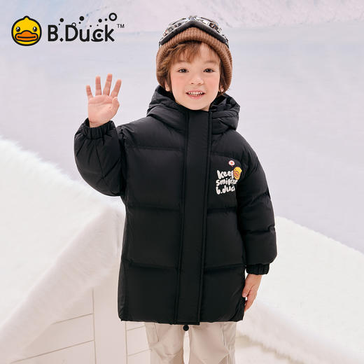 B.Duck小黄鸭童装冬季男女童连帽羽绒服中长款外套105-150 BF5516011 商品图3