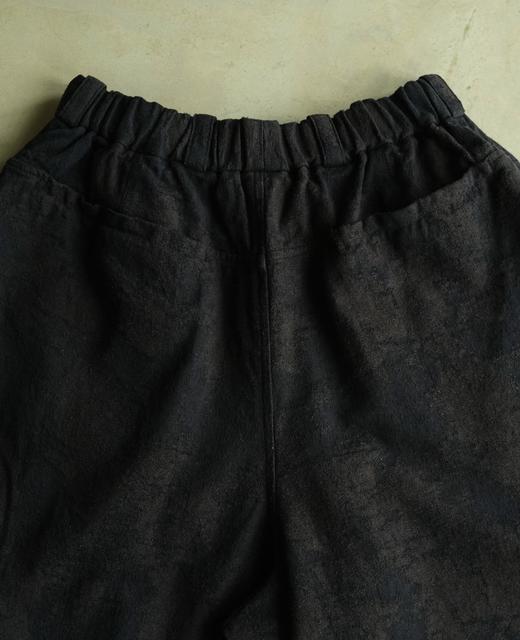 Mittan多色棉麻褶皱提花阔腿裤 商品图7