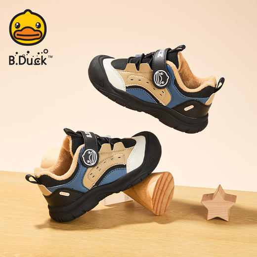 B.Duck小黄鸭童鞋冬季男女童防滑加绒保暖运动鞋24-30 B5586905 商品图3