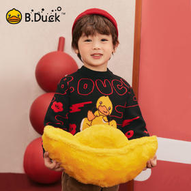 B.Duck小黄鸭童装冬季男童圆领卡通针织衫上衣保暖105-150 BF5512061