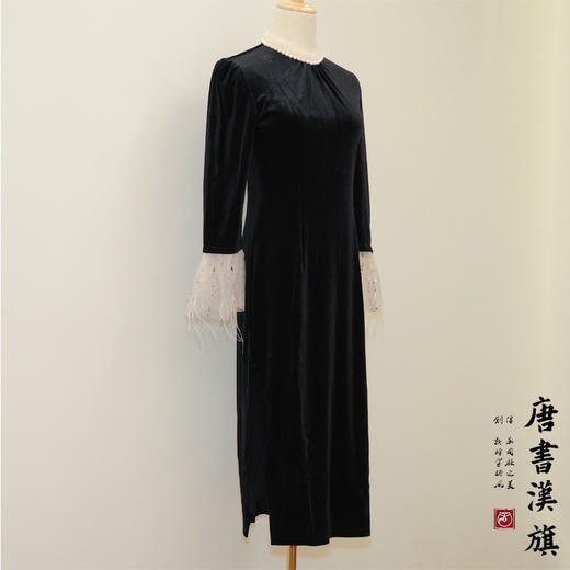 【玉 阑】丝绒花领国风新中式温婉优雅改良旗袍 商品图7