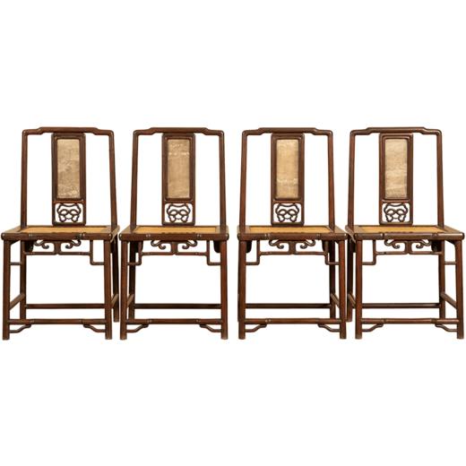 清 红木镶云石靠背椅成堂（一堂四只） 商品图5