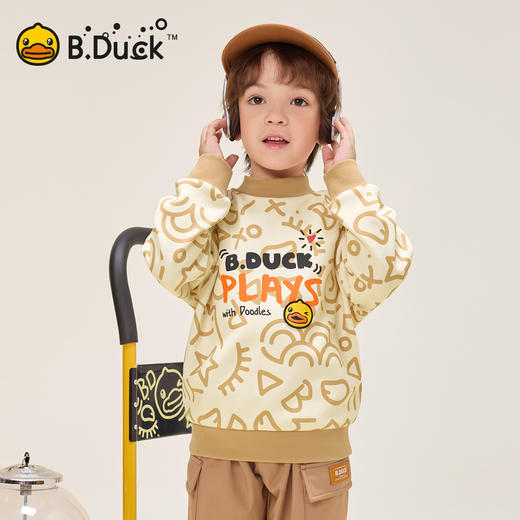 B.Duck小黄鸭童装中高圆领卫衣冬季男童满印上衣105-150 BF5531032 商品图2