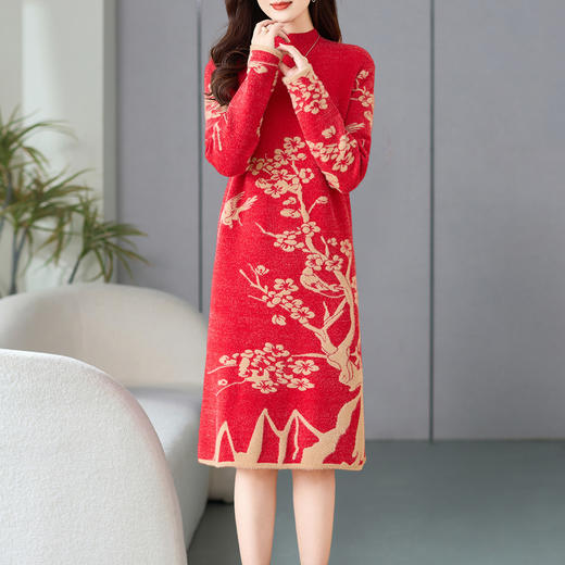 2024新款加厚中长款仿水貂绒毛衣宽松打底连衣裙WWM-WJ2626 商品图0