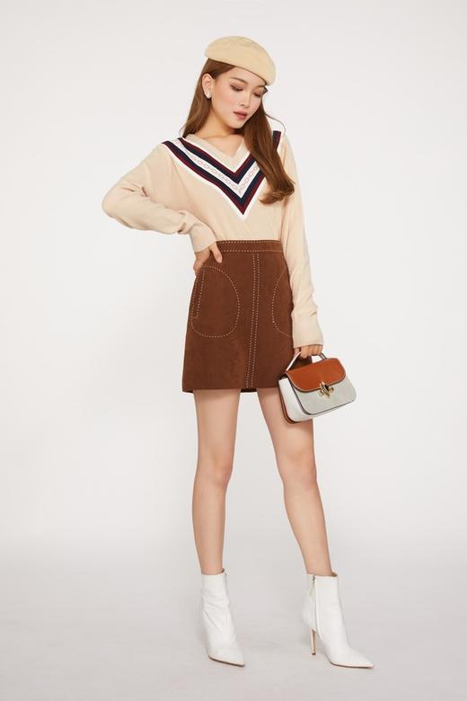 MEETLADY/米莱达 V领撞色套头毛衣 9922 商品图1