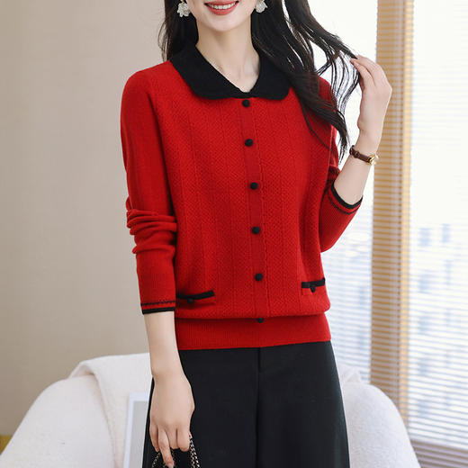 CC-38-6216纯羊毛衫女士100全秋冬季2024新款遮肚打底翻领娃娃毛衣 商品图1