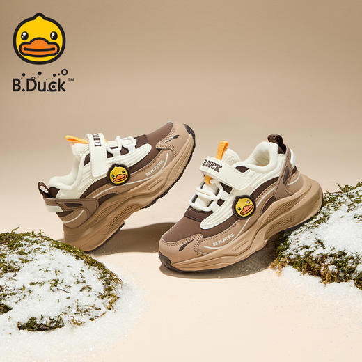 B.Duck小黄鸭童鞋防滑加绒运动鞋冬季男女童魔术贴26-33 B5586886 商品图3
