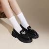 千百度复古新中式厚底乐福鞋女款秋季深口黑色小皮鞋增高A24453906 商品缩略图2