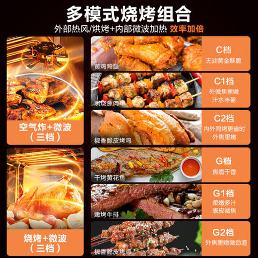 海尔（Haier）微波炉烤箱微蒸烤炸一体机空气炸热风烘烤23L大容量家用台式MZ-2312C 商品图2