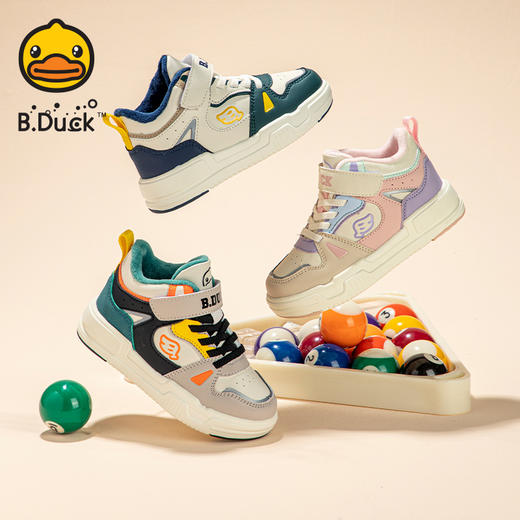 B.Duck小黄鸭童鞋冬季男女童加绒高帮鞋防板鞋26-35 B5586860 商品图0