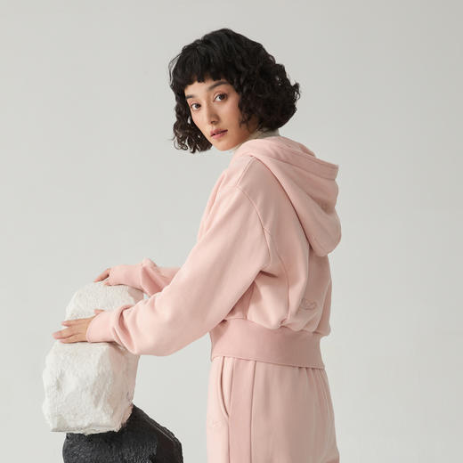 谜底连帽卫衣女开衫2024冬季新品休闲运动粉色时髦上衣244MV1625 商品图2