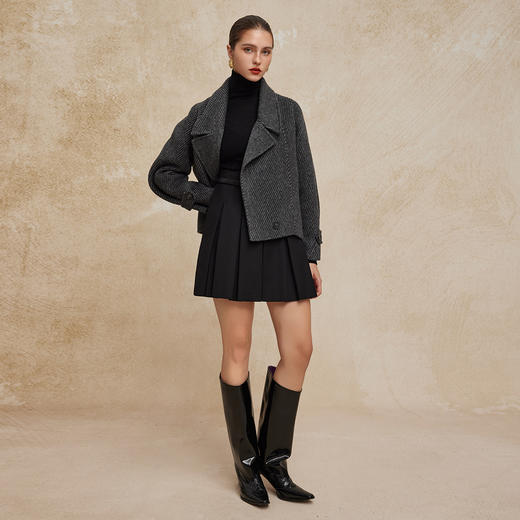 PH939斯尔丽24新款双面呢羊毛短款时尚箱型时尚设计感廓形显瘦女式大衣 商品图7