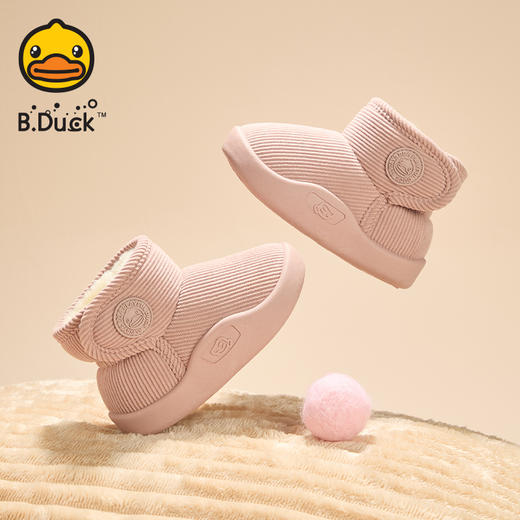 B.Duck小黄鸭童鞋冬季男女童魔术贴雪地靴保暖防滑靴子22-30 B5586875 商品图3