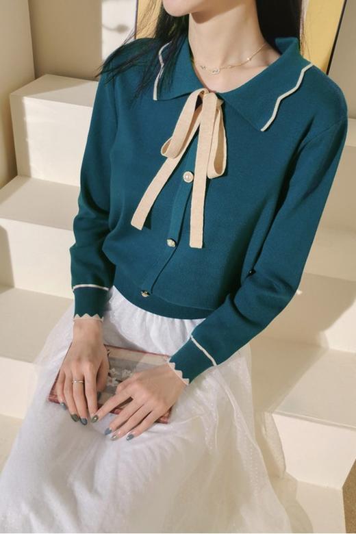 三COLOUR 波浪形翻领针织衫 9848 商品图2