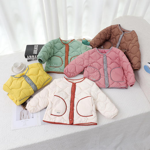 儿童拼色小口袋棉内胆男宝女宝洋气保暖棉内搭 90-140cm 商品图0
