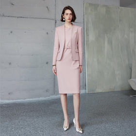 IWY/独特绝美小套装秋季新款正式场合职业套装裙无领西装外套C2107+Q1219