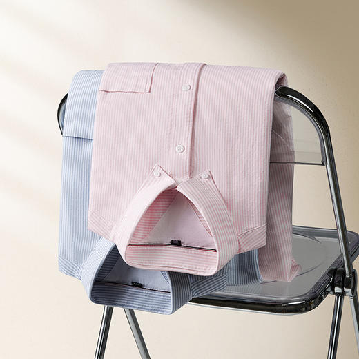 【100%棉】【新款DM】大依优型大码纯棉条纹长袖衬衫男宽松加肥加大码男士休闲商务衬衣上衣胖子 商品图3