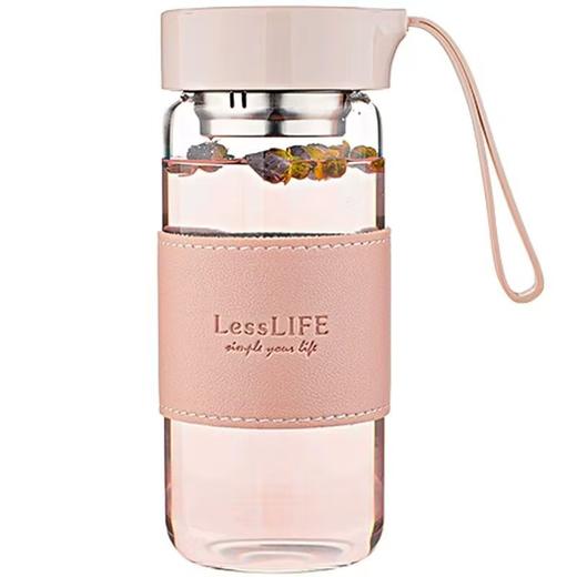 「网红同款！数色可选」高硼硅玻璃水杯 便携男女带盖简约透明杯子带杯套随手杯泡茶杯餐饮用具 商品图4