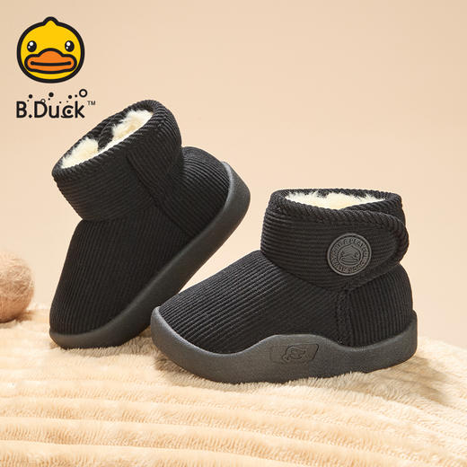 B.Duck小黄鸭童鞋冬季男女童魔术贴雪地靴保暖防滑靴子22-30 B5586875 商品图4
