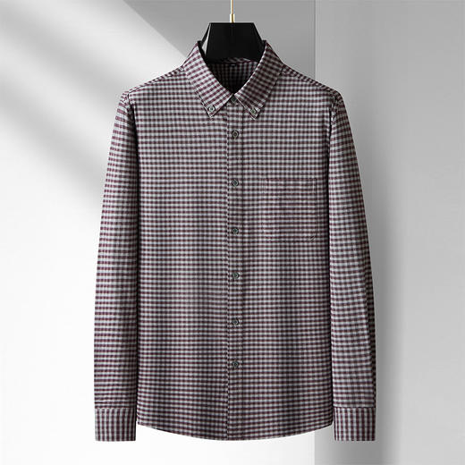 【100%棉】【新款DM】大依优型大码纯棉磨毛格子长袖衬衫男宽松加肥加大码男士休闲商务衬衣上衣胖子 商品图6