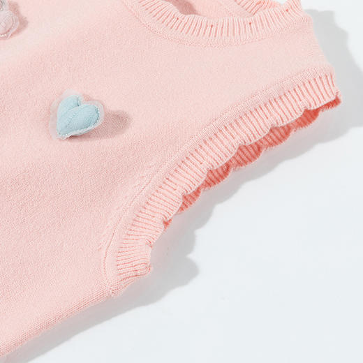 贝贝怡24春秋新款女童毛衣马甲可爱花边领打底针织背心ZB3DS084 商品图3